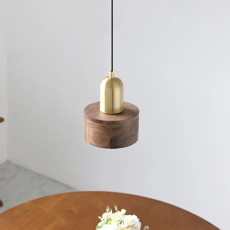 WalnutGlow - Lámpara colgante de madera de nogal y metal para sala de estar y comedor