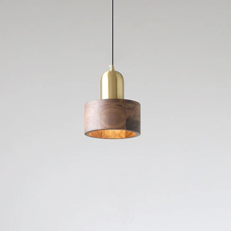 WalnutGlow - Lámpara colgante de madera de nogal y metal para sala de estar y comedor