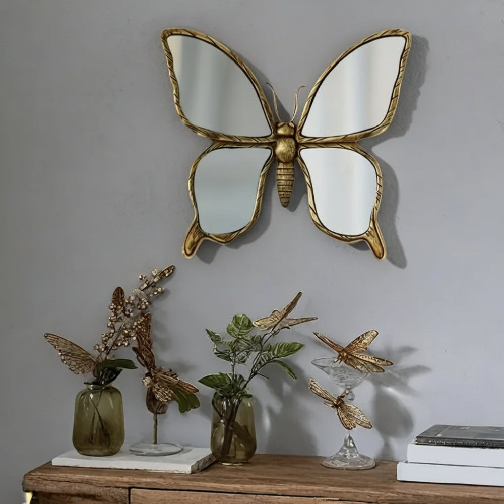 Decorazione Parete Specchio Libellula Retrò Metallo Soggiorno