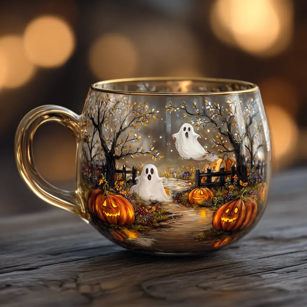 Glass Mug Christmas Winter Design Warm Drinks Table Decoration