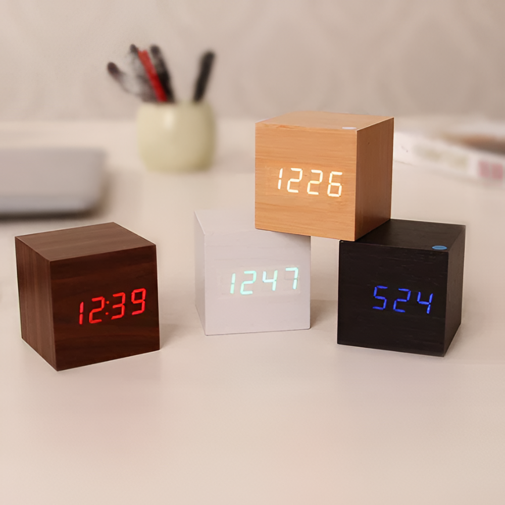Wekker Digitale Klok Houten LED Bureauklok