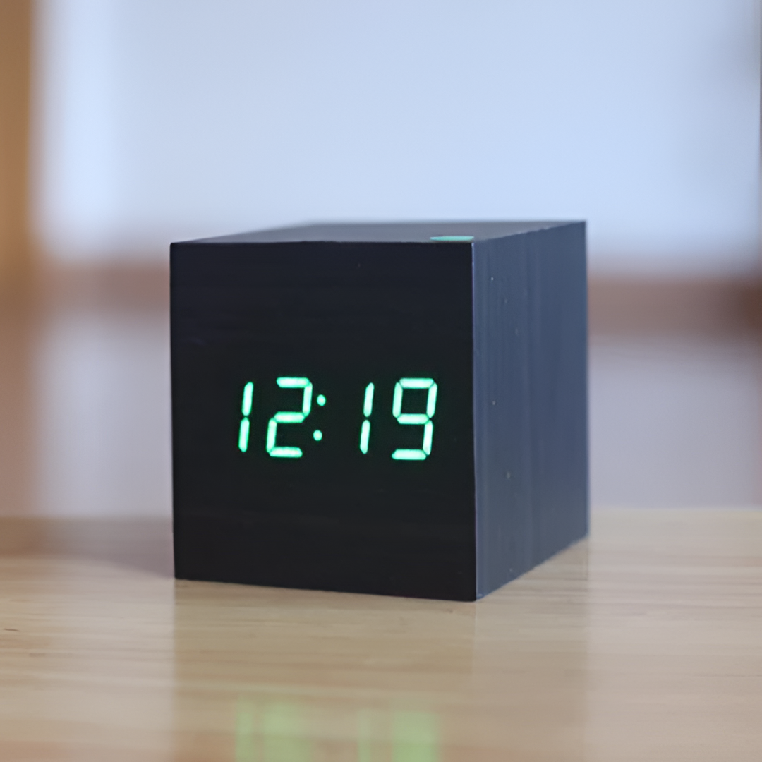 Alarm Clock Digital LED Wooden Desk Clock