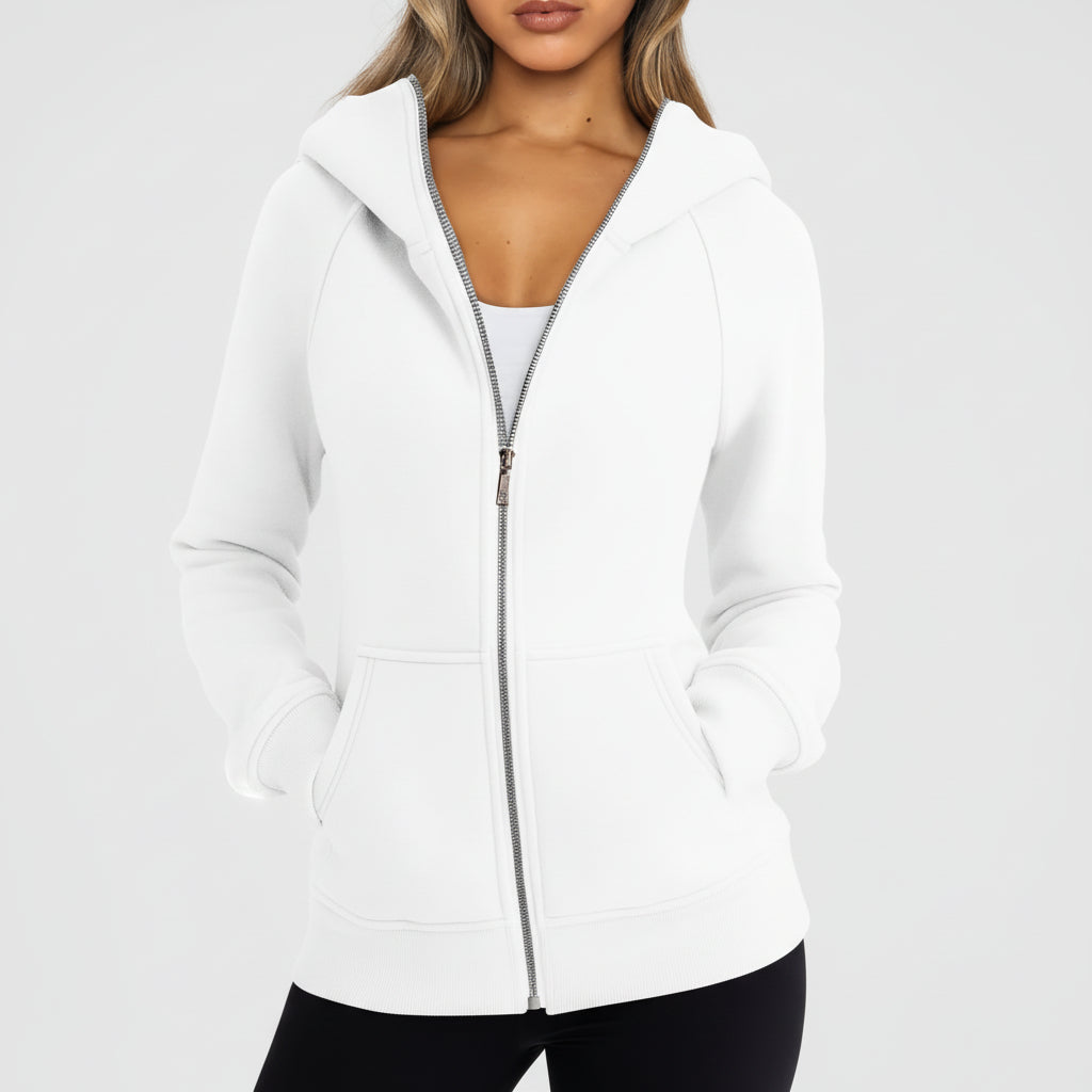 Felpa Zip Donna Slim Fit Misto Cotone Casual