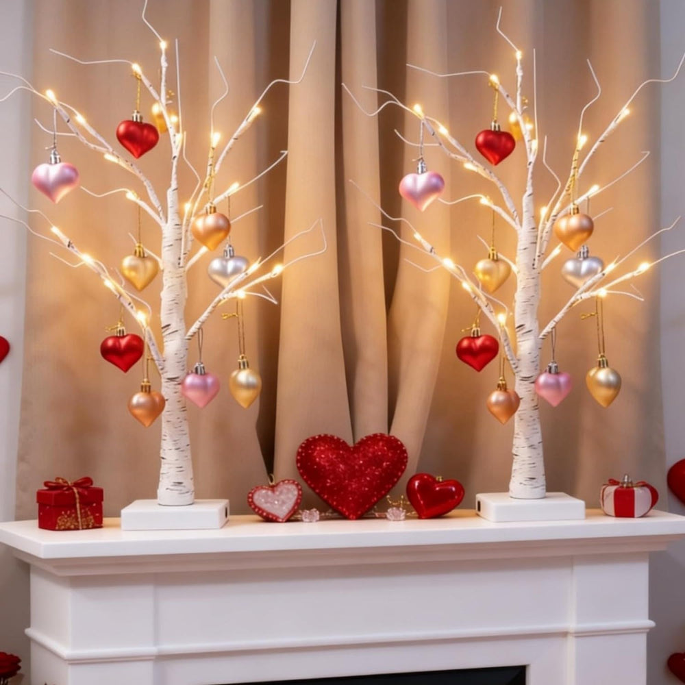 Illuminated Valentine's Tree Heart Shaped Ornaments Decoration