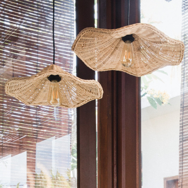 Boho Wicker Rattan Farmhouse Pendant Light