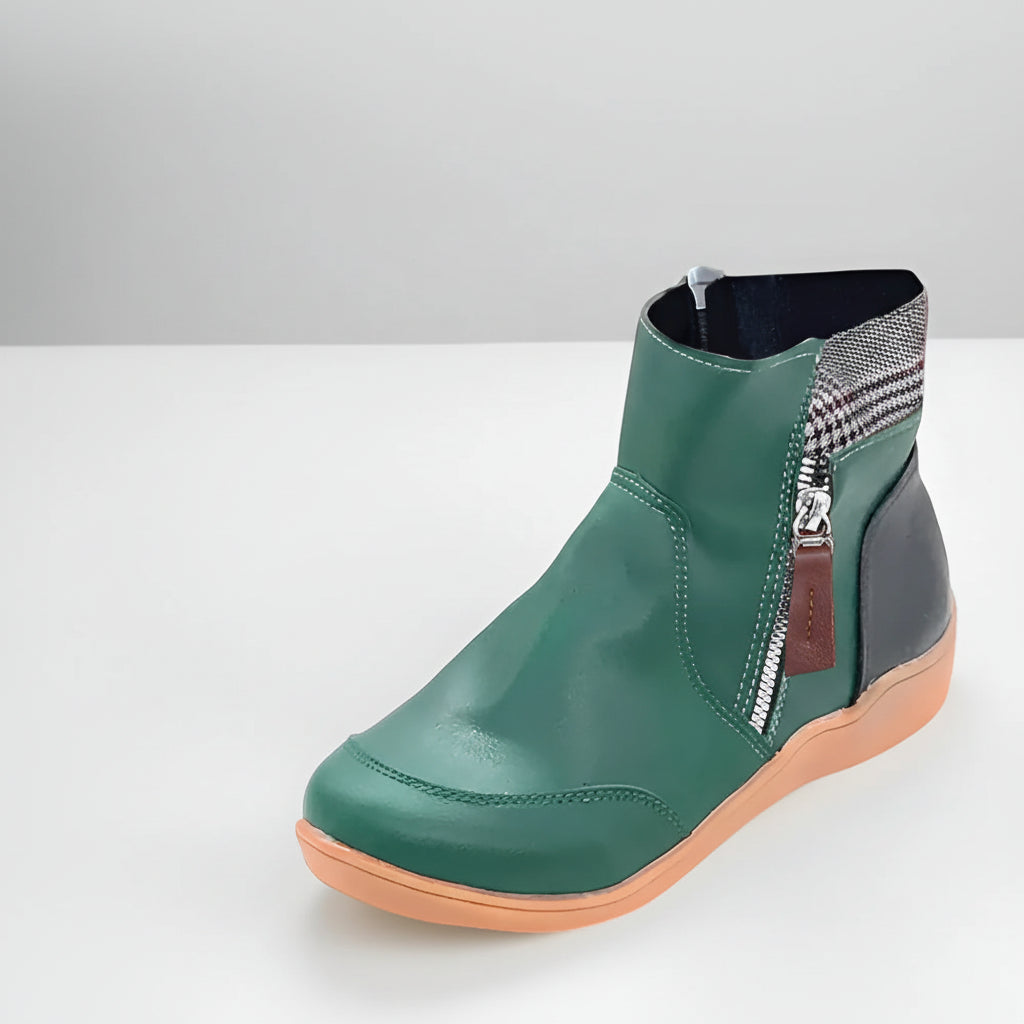 Botas Baixas Femininas Ortopédicas Impermeáveis em Pele Antiderrapantes Confortáveis