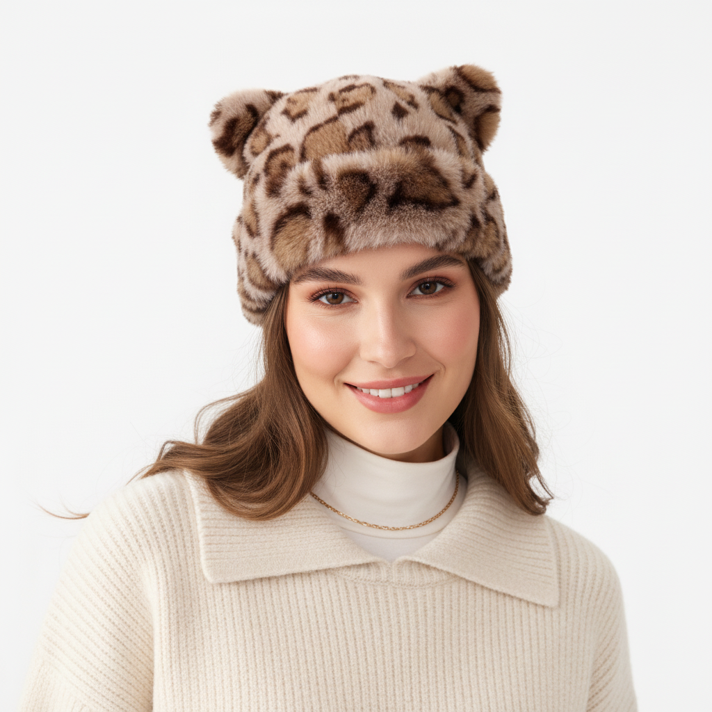 Wintermuts Dames Pluche Luipaardprint Vintage Stijl
