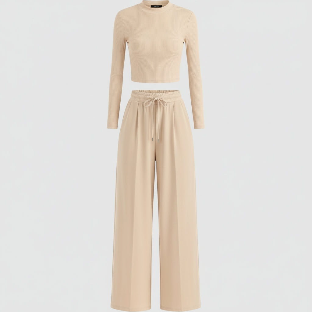 Set Due Pezzi Donna Abbigliamento Comodo Pantaloni Ampi