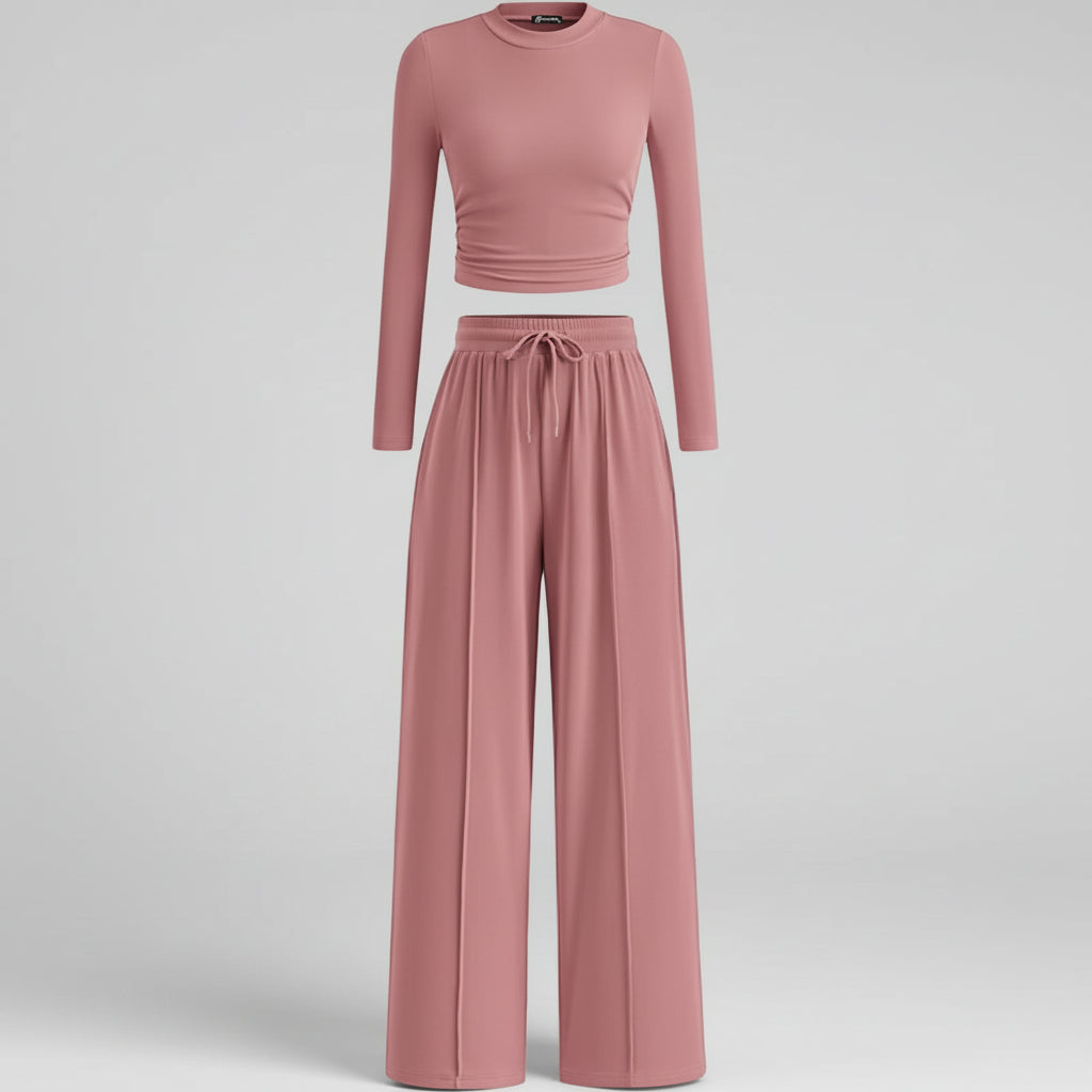 Set Due Pezzi Donna Abbigliamento Comodo Pantaloni Ampi