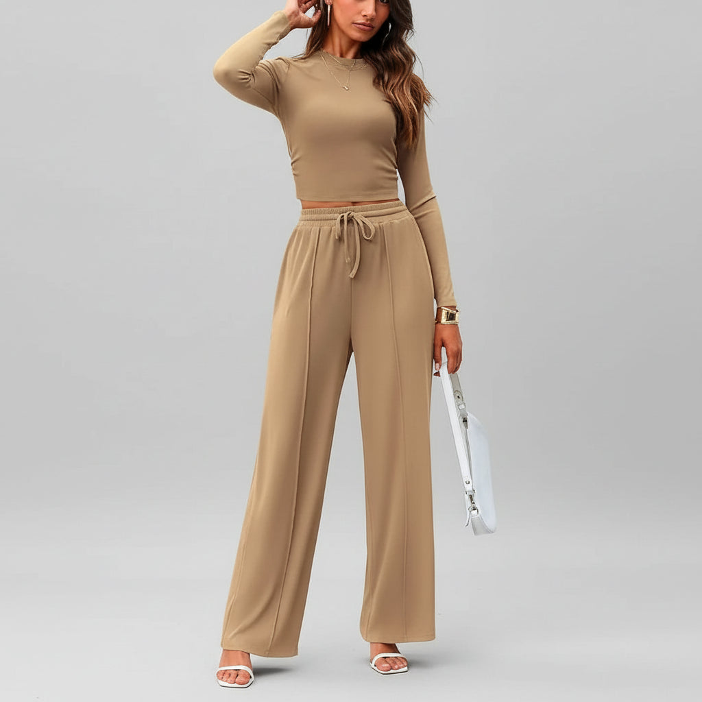 Set Due Pezzi Donna Abbigliamento Comodo Pantaloni Ampi