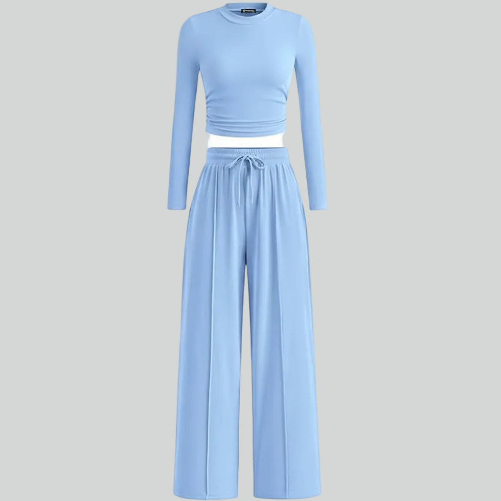 Set Due Pezzi Donna Abbigliamento Comodo Pantaloni Ampi
