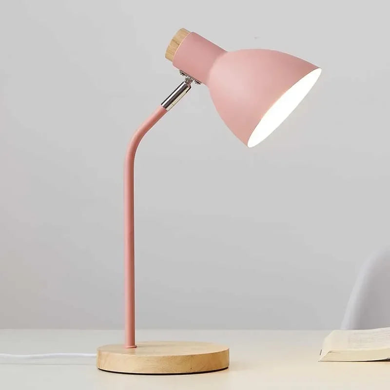 LumiWood – Lámpara de mesa de madera, iluminación de escritorio escandinava con madera y metal