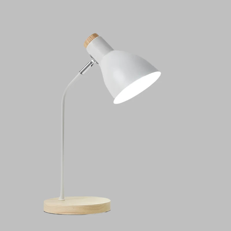 LumiWood – Lámpara de mesa de madera, iluminación de escritorio escandinava con madera y metal