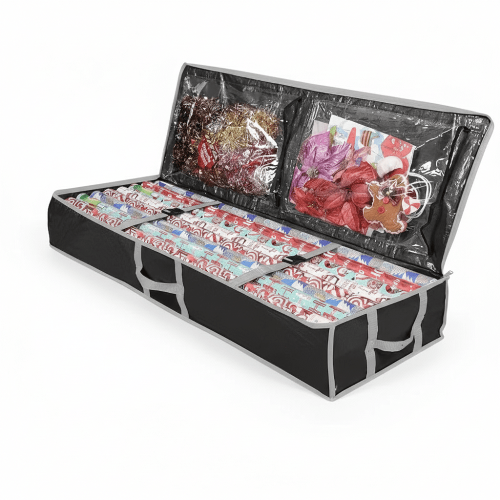 Storage Box Gift Wrap Christmas Zipper Compartments Wrapping