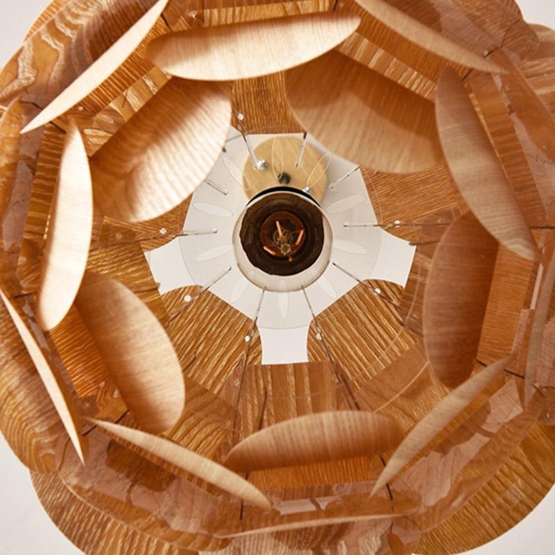 Lampada a sospensione rustica a forma di ananas in legno