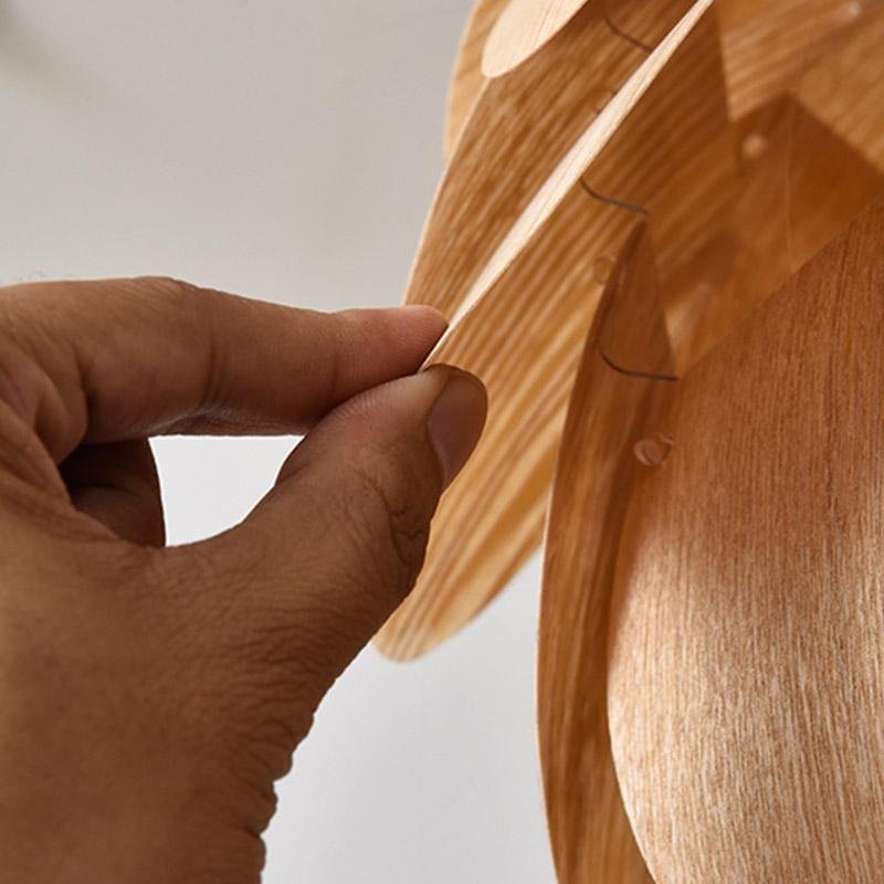 Lampada a sospensione rustica a forma di ananas in legno