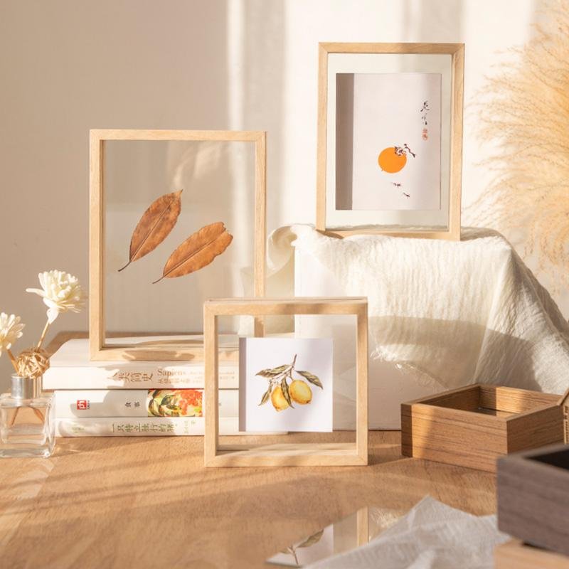 Cornici fotografiche rettangolari in legno con decorazione da tavolo e da parete