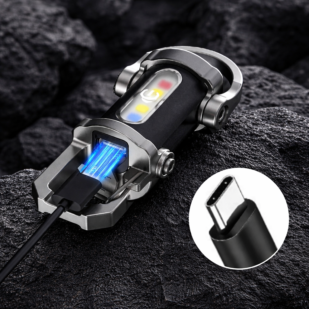 Flashlight Walking Keychain LED Rechargeable Hiking Outdoor Light