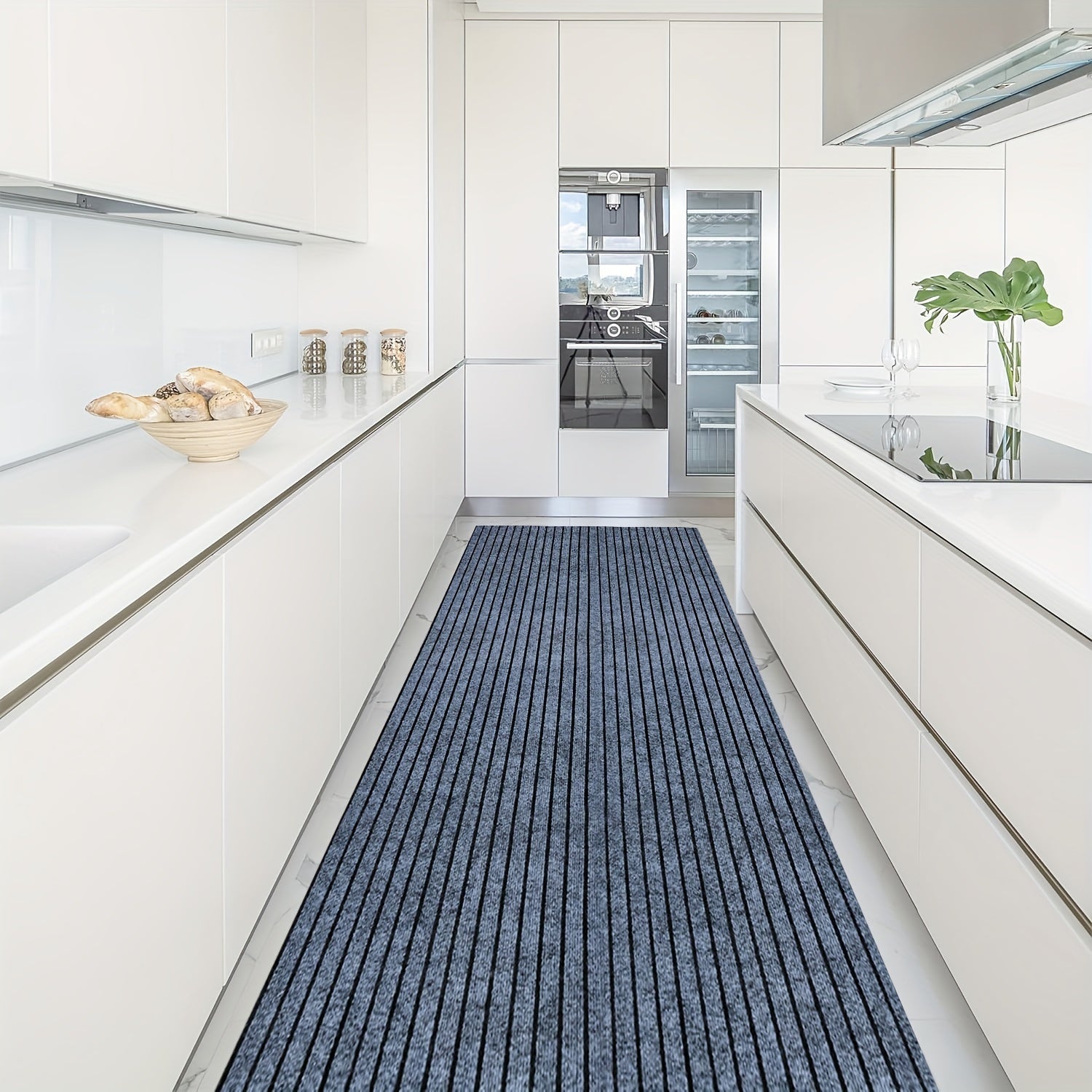 Passatoia Antiscivolo a Righe - Poliestere Lavabile con Filo di Gel e Fondo in Gomma per Interni/Esterni, Perfetta per Ingressi, Cucine e Balconi