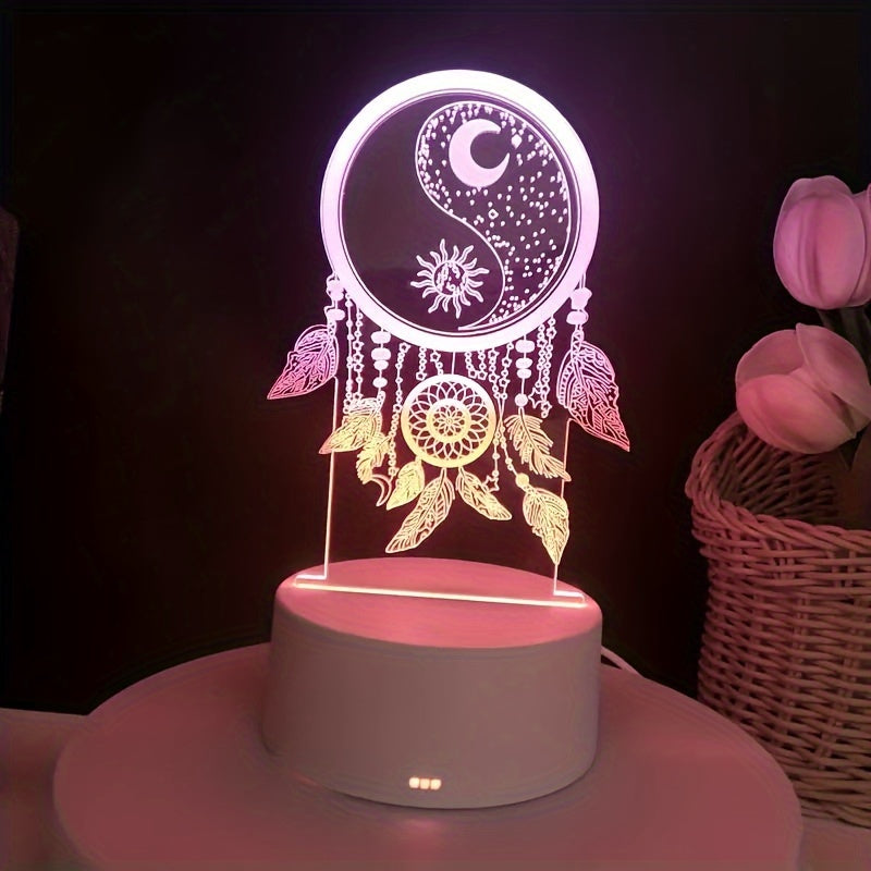 DreamCatcherGlow - Candeeiro Noturno 3D LED com Alimentação USB