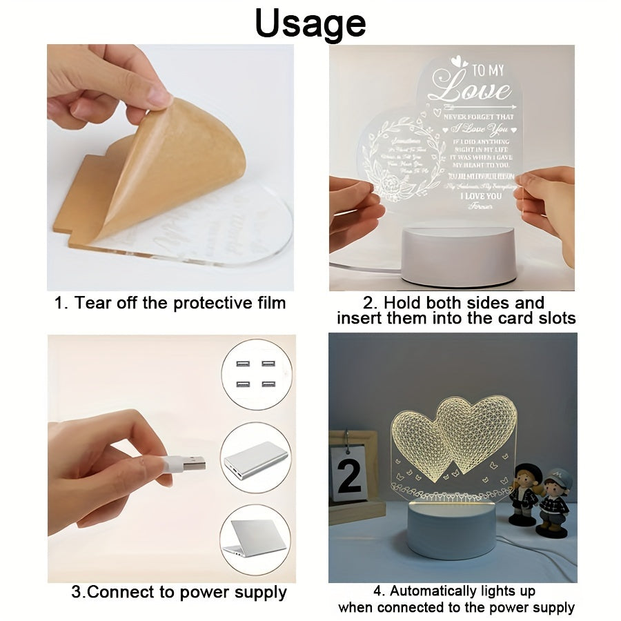 HartenLicht - Geometric USB Table Lamp with Warm Glow for Love Theme Decoration