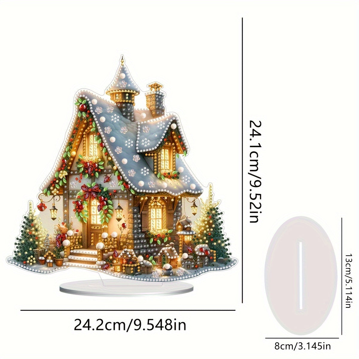 Pintura de diamantes 5D acrílica DIY Arte de la aldea navideña con casas - Kit de manualidades para adorno de escritorio, obra de arte de mosaico festivo, regalo de decoración para casa y dormitorio