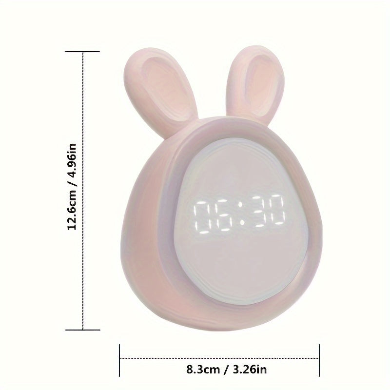Reloj despertador de conejo adorable - con luz nocturna y recargable por USB