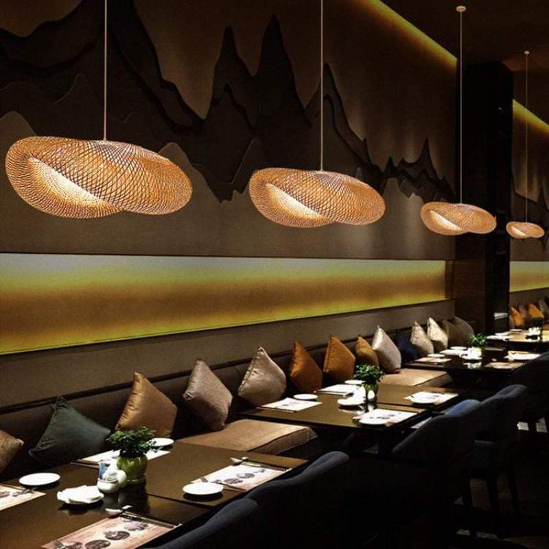 Candeeiro suspenso ZenBamboo LED Esferas de Bambu para Quarto
