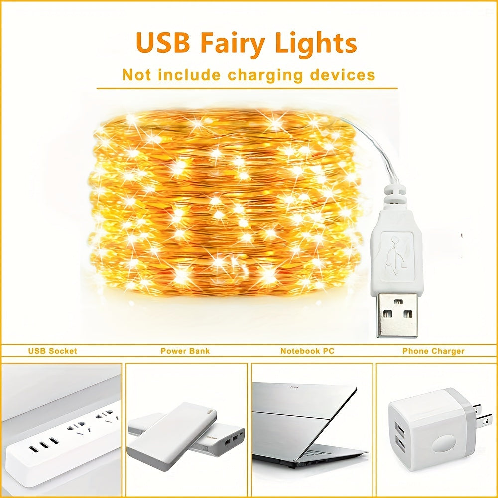TwinkleWire - Guirnalda de luces LED de cobre USB, decoración multicolor