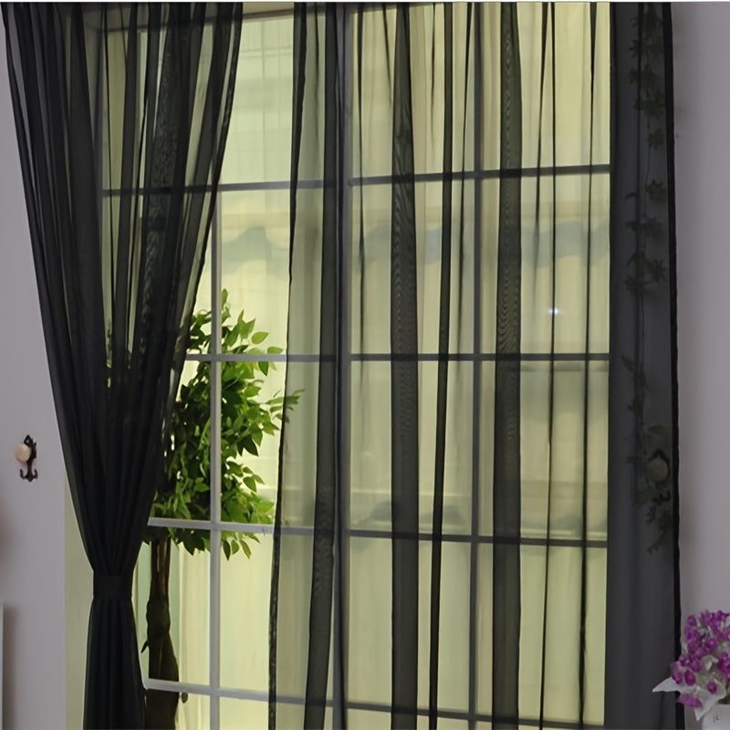 2 Pezzi Tende in Voile con Fiori - 200cm x 100cm Pannelli Trasparenti per Finestra con Occhielli, Leggeri e Lavabili