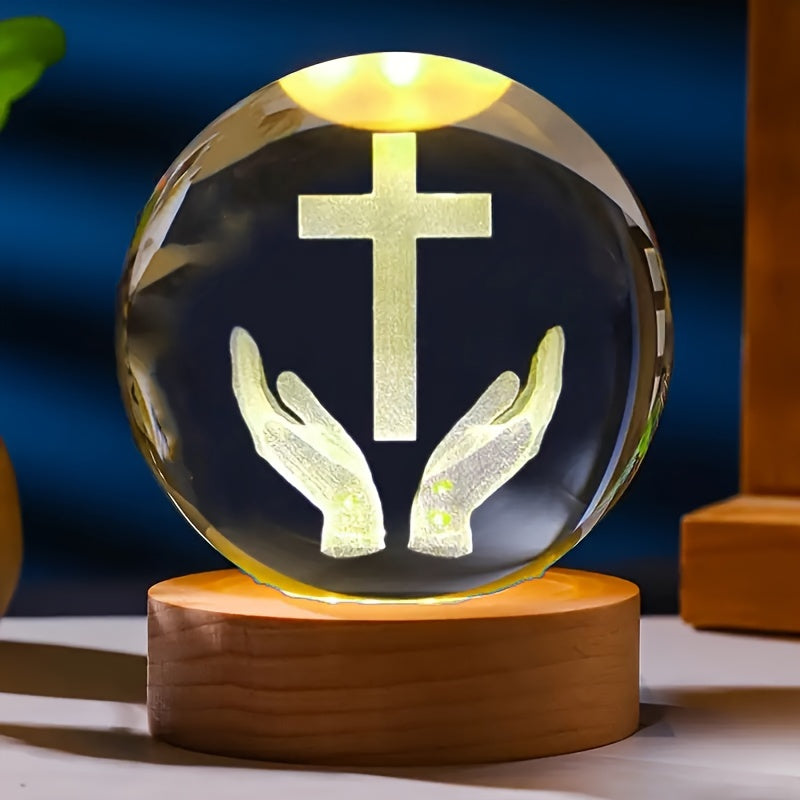 CrystalGlow - Lâmpada Noturna Tradicional em Cristal Gravado 3D
