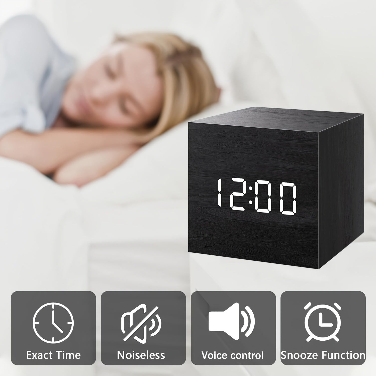 WoodTime - Wooden Alarm Clock with LED Display