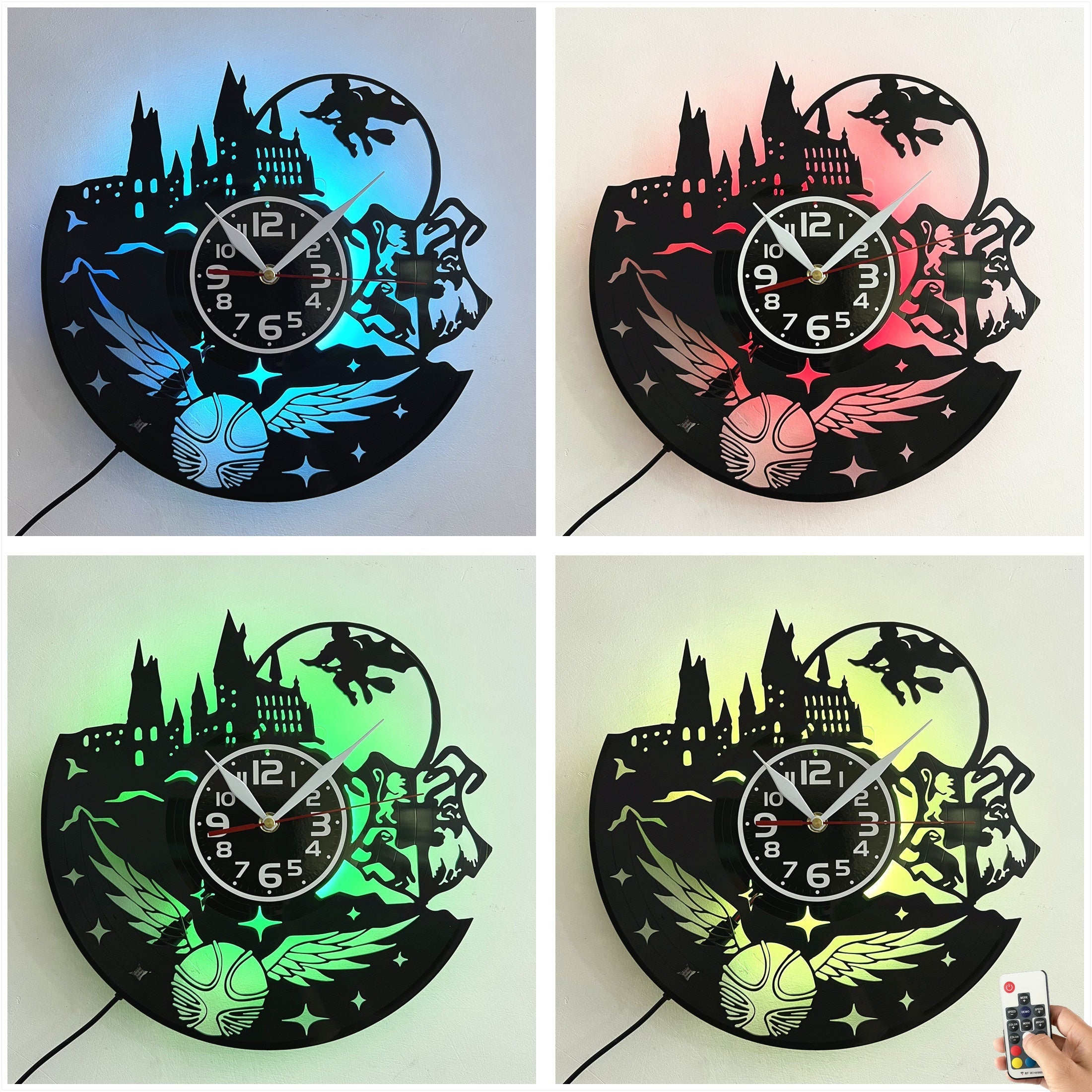 Relógio de Parede Silencioso em Vinil com Luz LED - Perfeito para Sala de Estar, Quarto, Cozinha e Escritório | Presente Ideal para Aniversário, Dia da Mãe e Halloween