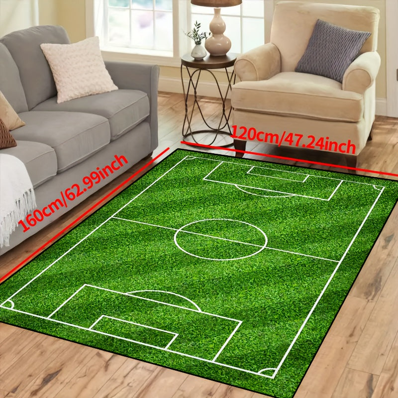 Alfombra de patrón de campo de fútbol - Alfombrilla antideslizante lavable para salón, dormitorio, jardín o sala de juegos