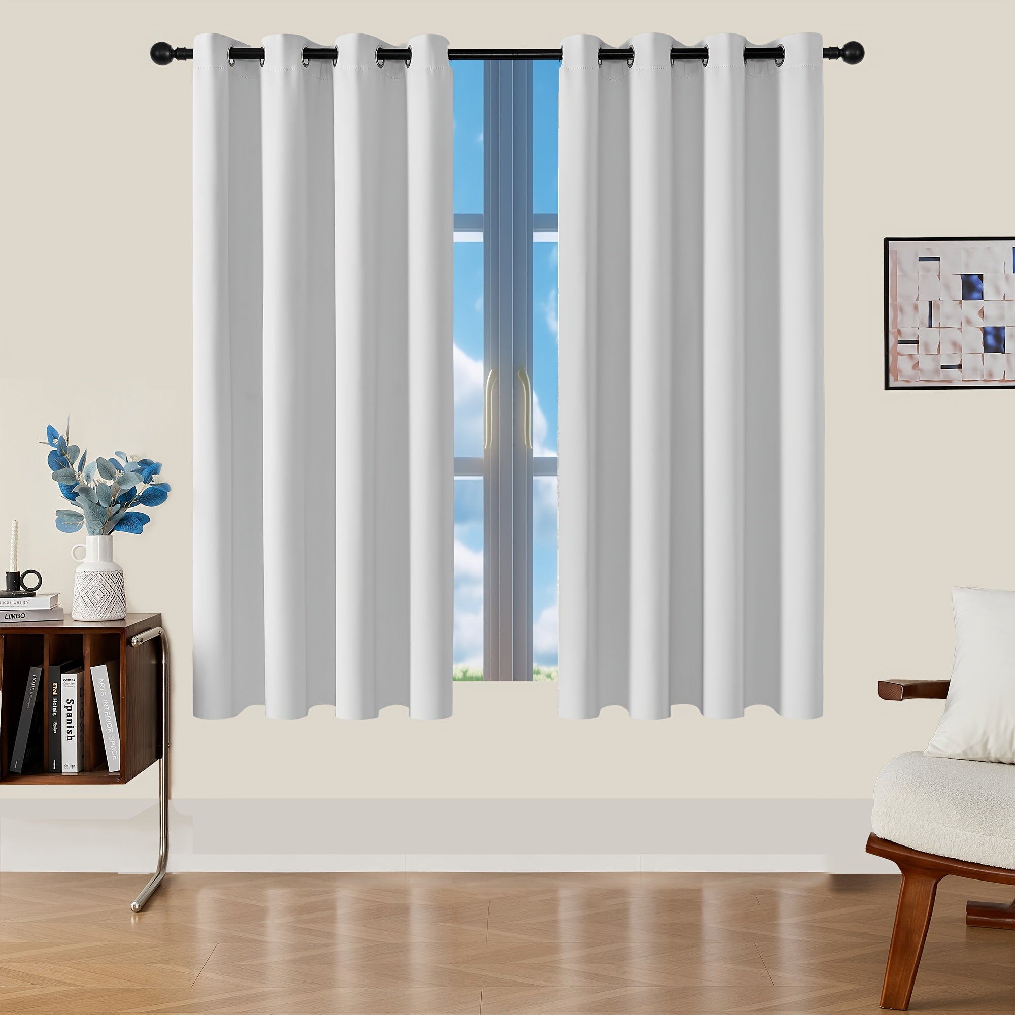 Verduisterende Gordijnen - 2 Stuks Moderne Polyester Gordijnen met Thermische Isolatie en Oogjes