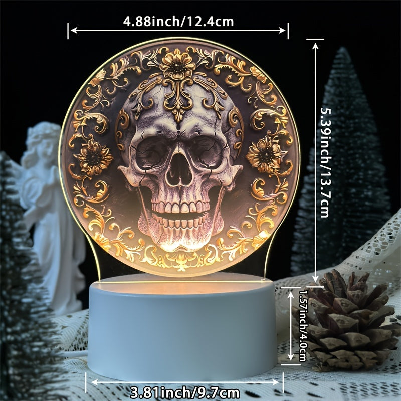 LumiSkull - USB Skull Night Lamp, Colorful Acrylic Table Lamp for Bedroom & Halloween Decoration