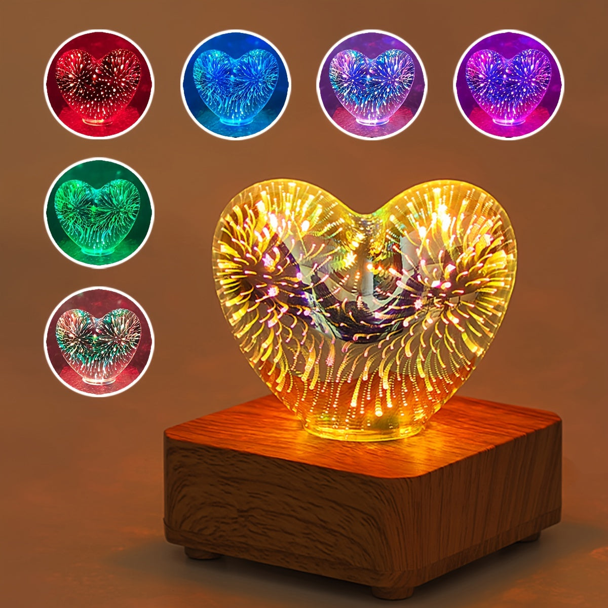 FireworkLight - Lampada Notturna 3D LED Cuore d'Amore Fuochi d'Artificio