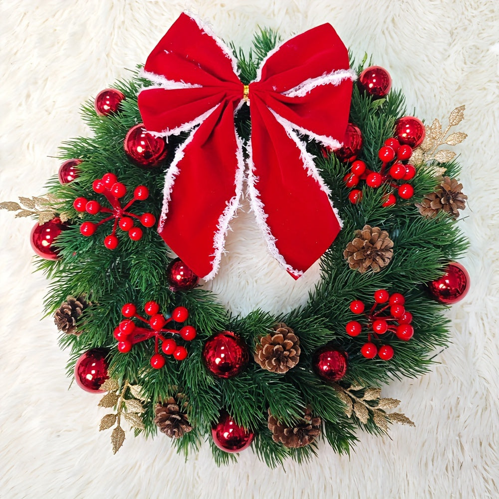 HolidayCharm - 44.98cm Festive Christmas Wreath for Front Door & Wall Decoration