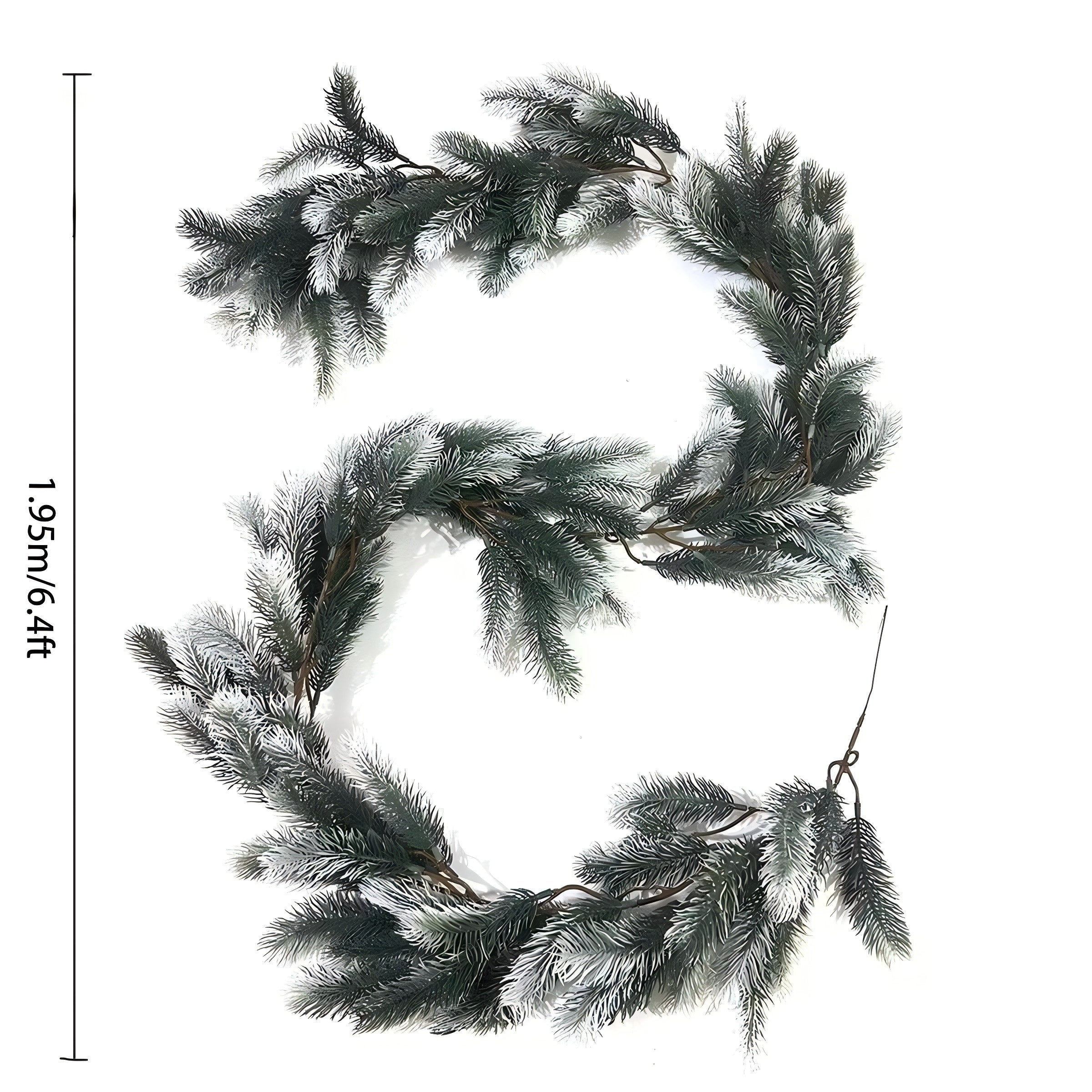Holiday Garland - 195 cm Christmas Fir Garland with White Accents, Indoor/Outdoor Decoration