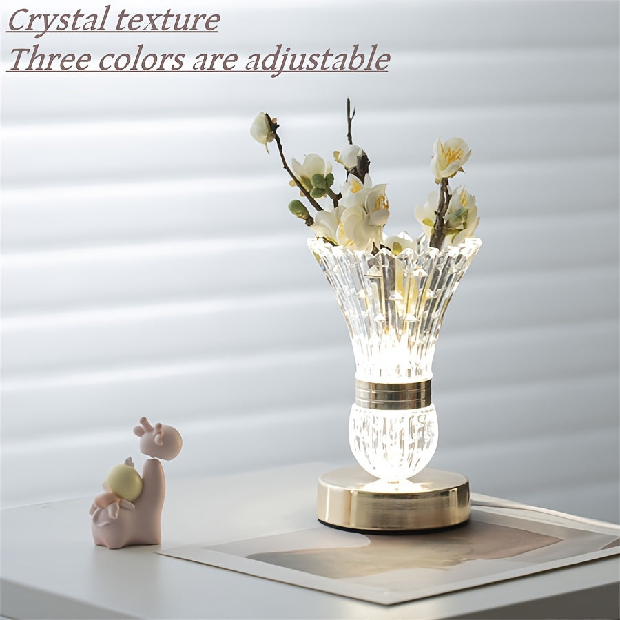 CrystalGlow - Modern LED Crystal Table Lamp with Dimmable Lighting