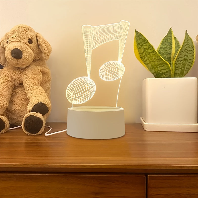 LumiNote - Acrylic Music Note Night Light, 3D LED Frame, USB-Powered