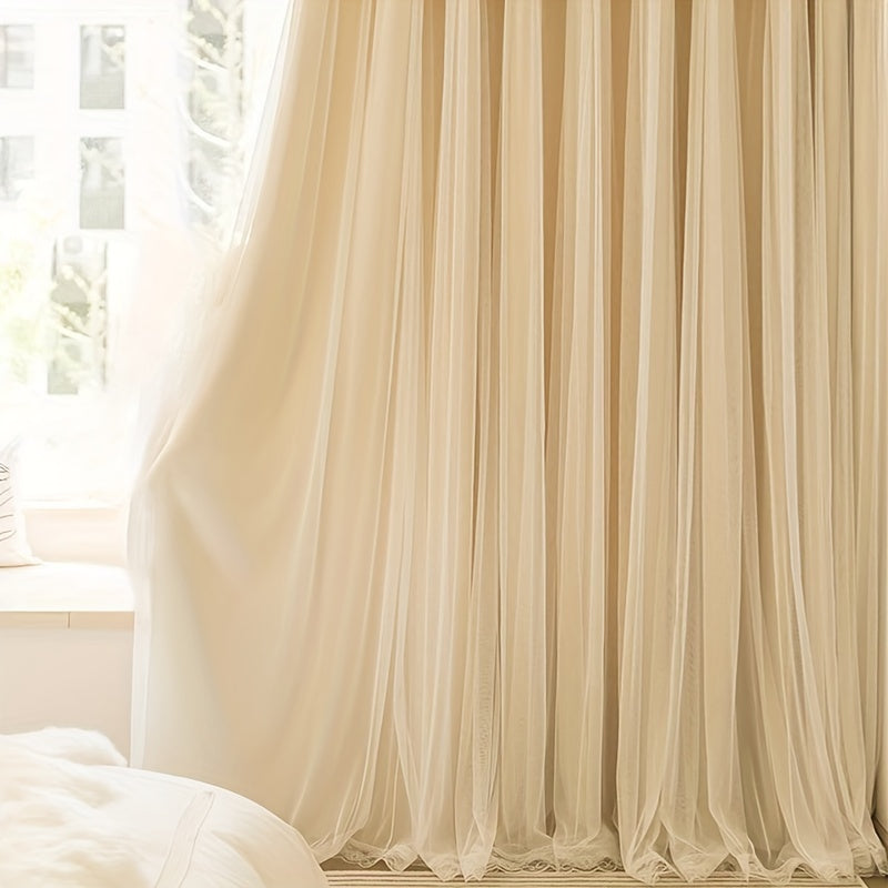 2 Piezas Cortinas Opacas Estilo Princesa Francesa - Cortinas para Privacidad para Dormitorio y Sala de Estar