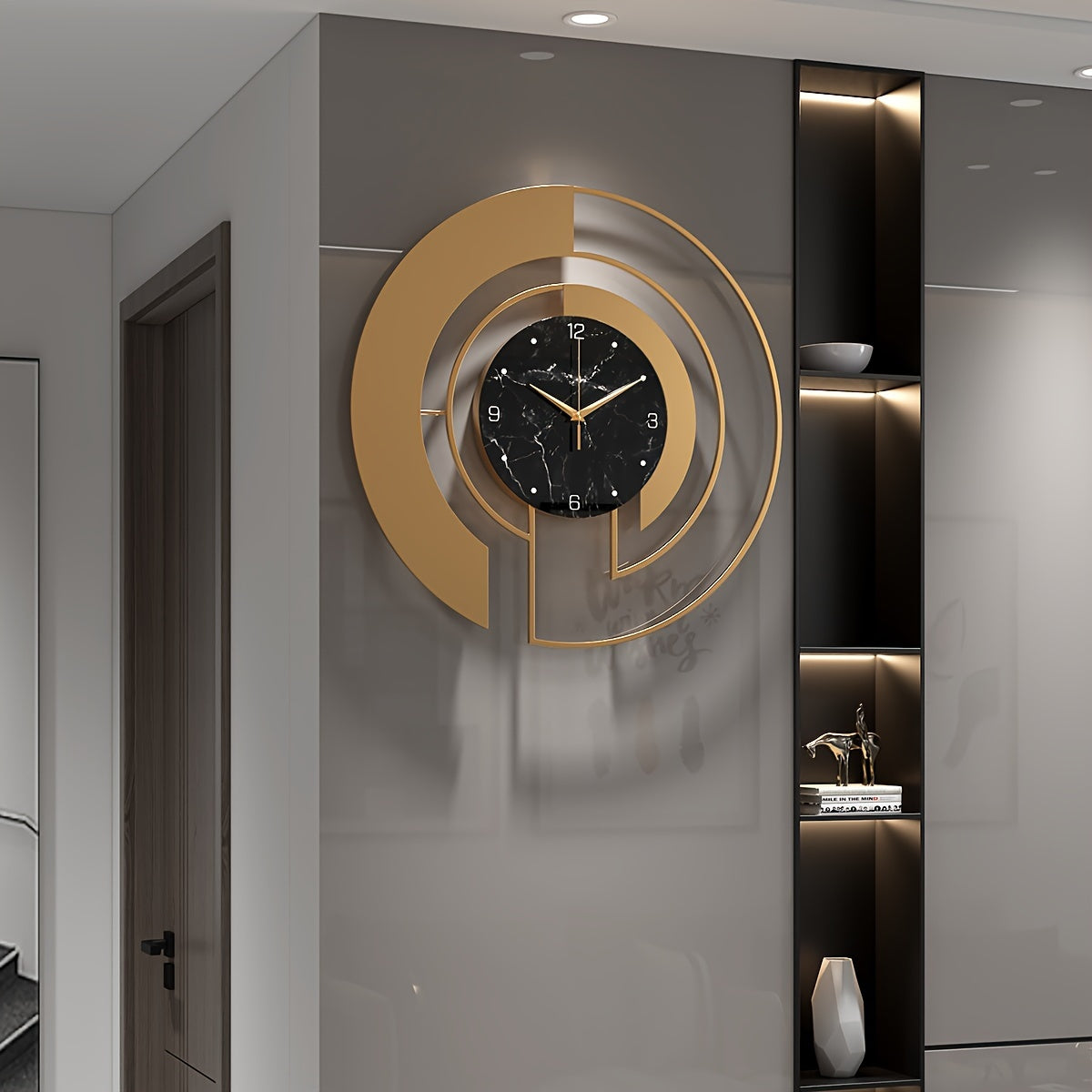 GeoGold - Moderne Gouden Wandklok met Stijlvol Geometrisch Ontwerp