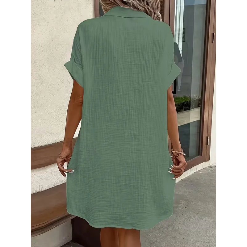 Abito Camicia Vestito Midi Bottoni E Tasche - Image 19