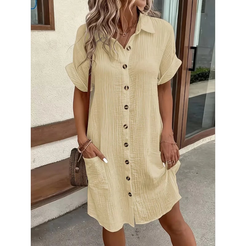 Abito Camicia Vestito Midi Bottoni E Tasche - Image 4