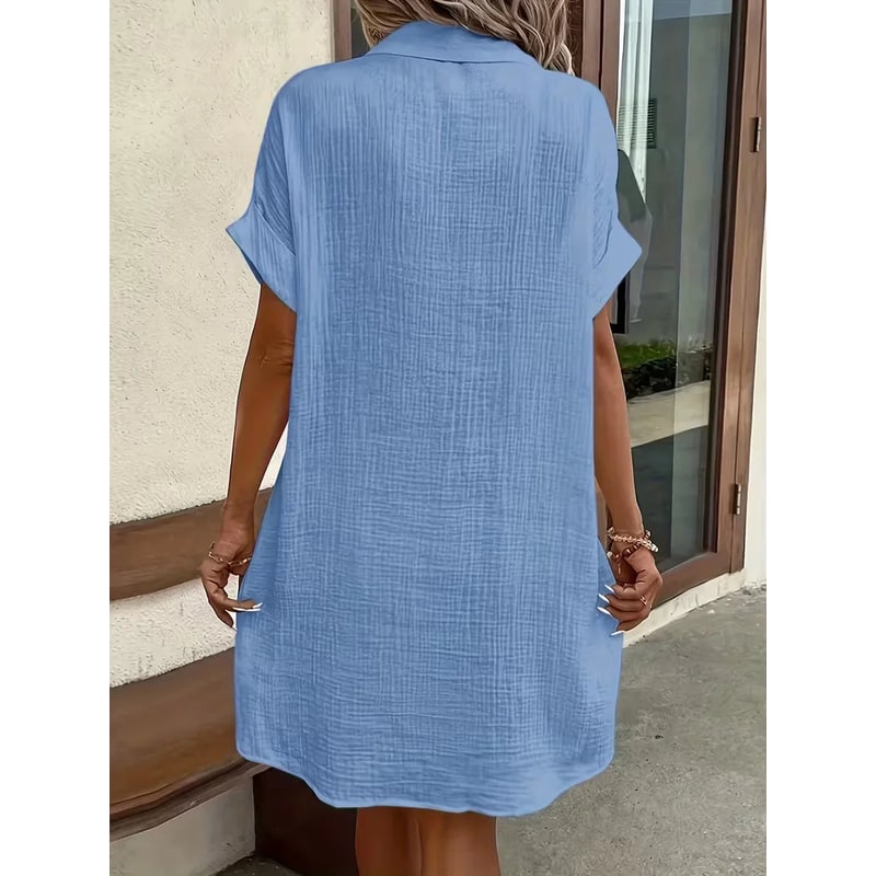 Abito Camicia Vestito Midi Bottoni E Tasche - Image 42