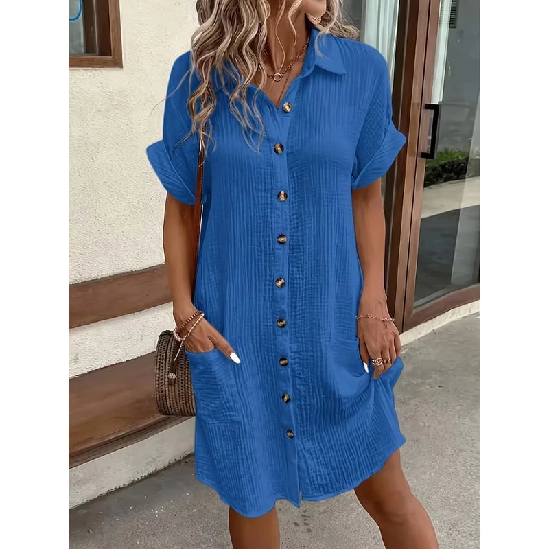 Abito Camicia Vestito Midi Bottoni E Tasche - Image 6