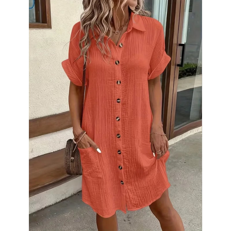 Abito Camicia Vestito Midi Bottoni E Tasche - Image 9
