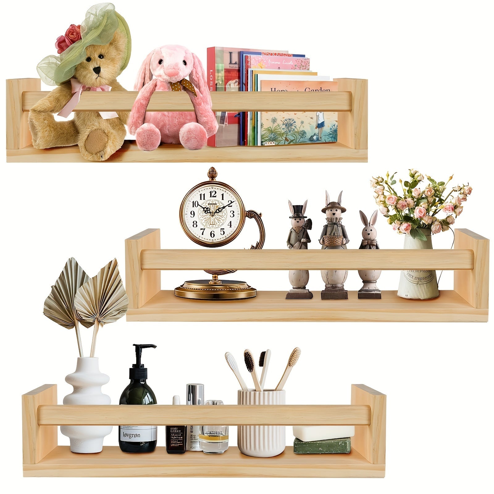FloatShelf - Floating Wooden Bookshelf for Living Room Decoration