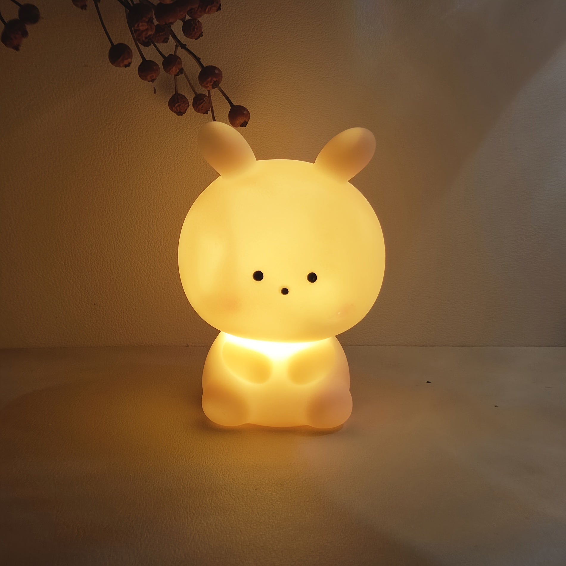 BunnyBright - Large-headed Rabbit LED Table Lamp with Battery Power and Anime Design